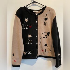 Y2K 90’s Christopher & Banks Cat Lover sweater. Size large.